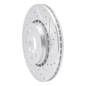 Fiat Punto Brake Rotor (1) - Front Right - R1 Concepts - Drilled & Slotted - Silver - `06-`10